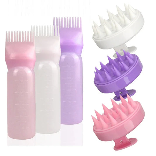 Hair Dye Refillable Bottle Applicator Comb Hair Massager Brush Air Cushion